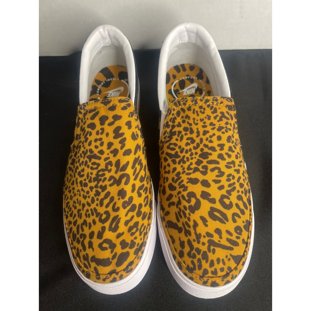 Nike Women's Slip-On Sneakers Yellow Leopard Pattern